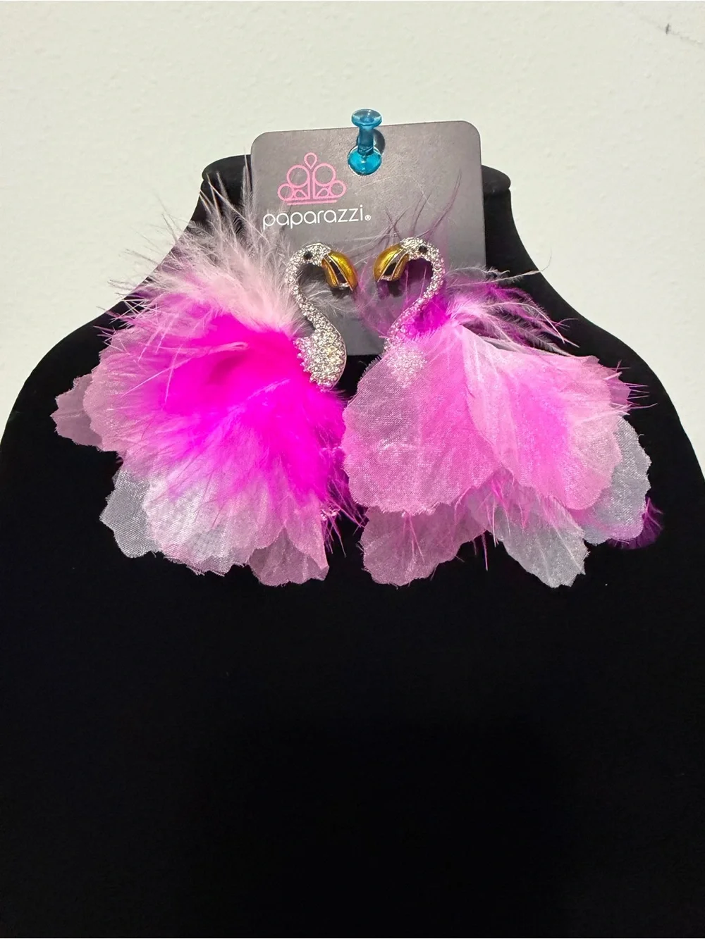 Paparazzi Pink Feather Flamingo Earrings